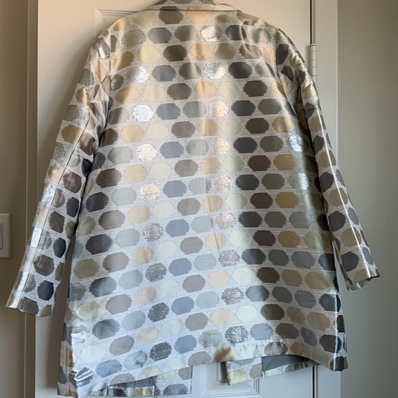 Step N Out Silver Metallic Light Jacket with Crystal Button Detail - Picture 4 of 5
